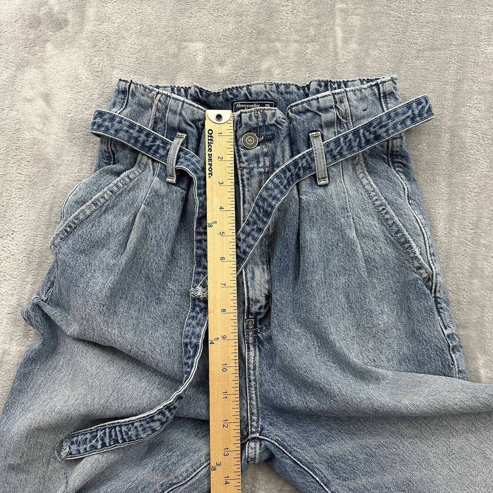 Abercrombie & Fitch Jeans Women 25 Blue Ultra High Rise Paper Bag Raw‎ Hem Mom - Picture 8 of 10